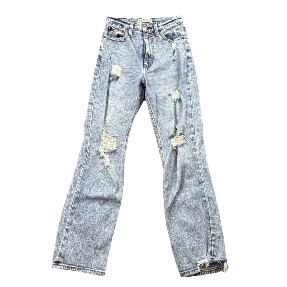 Abercrombie & Fitch Ultra High Rise Ankle Straight Jeans 25 Distressed